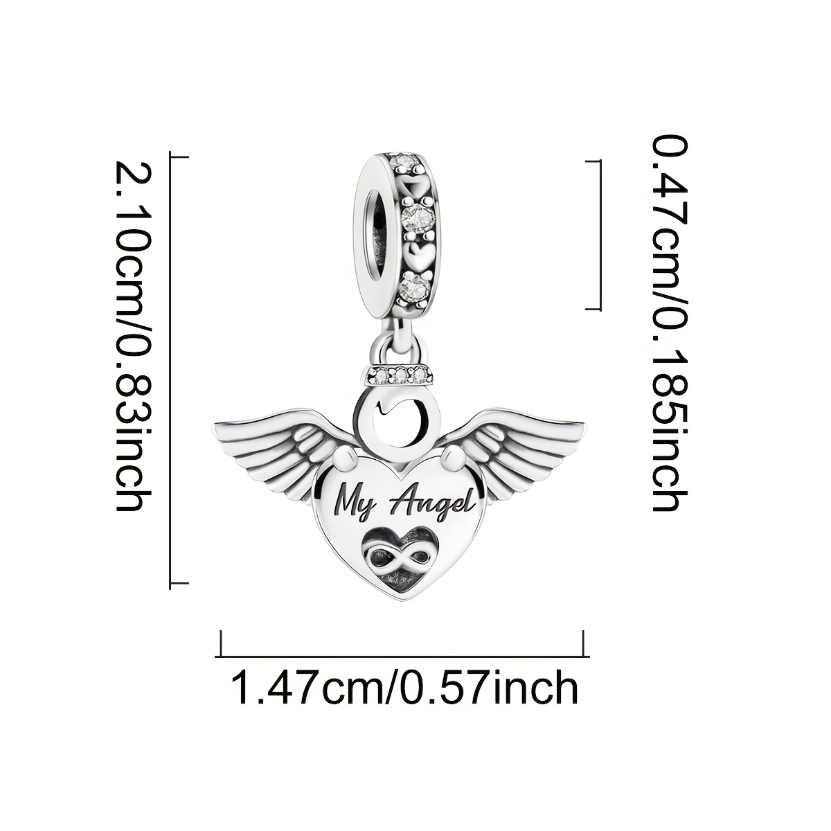 Women's 925 Silver Plated Angel Infinite Heart Charm Pendant